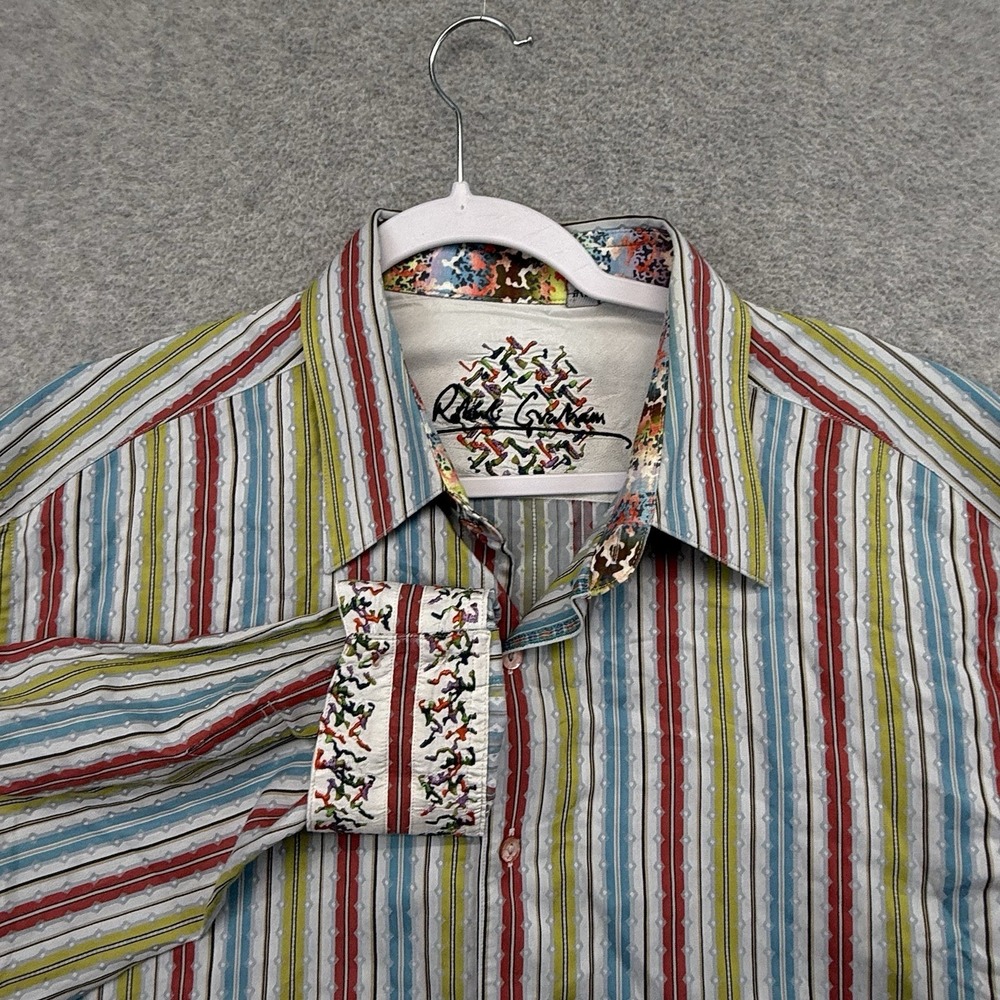 Robert Graham Shirt Mens‎ XL Colorful Geometric Long Sleeve Flip Cuffs Funky